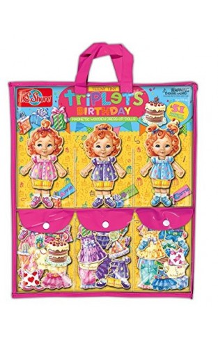 Teeny Tiny Triplets Birthday Wooden Magnetic Dress-Up Dolls 